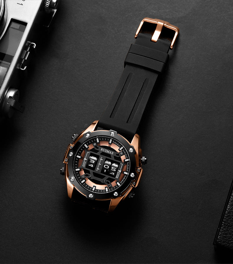 Sport leather men's quartz watch