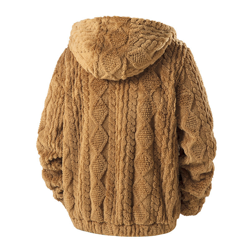 Men's Hooded Fleece Zip-up Jacket With Fleece Lining