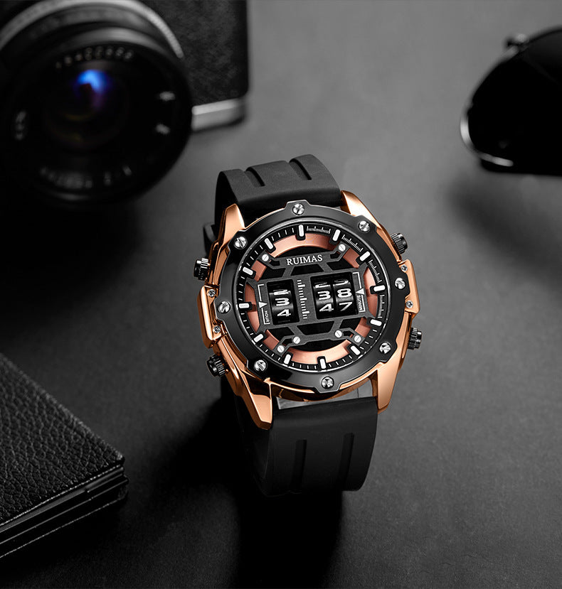 Sport leather men's quartz watch