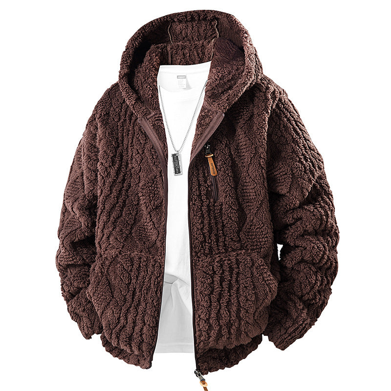 Men's Hooded Fleece Zip-up Jacket With Fleece Lining